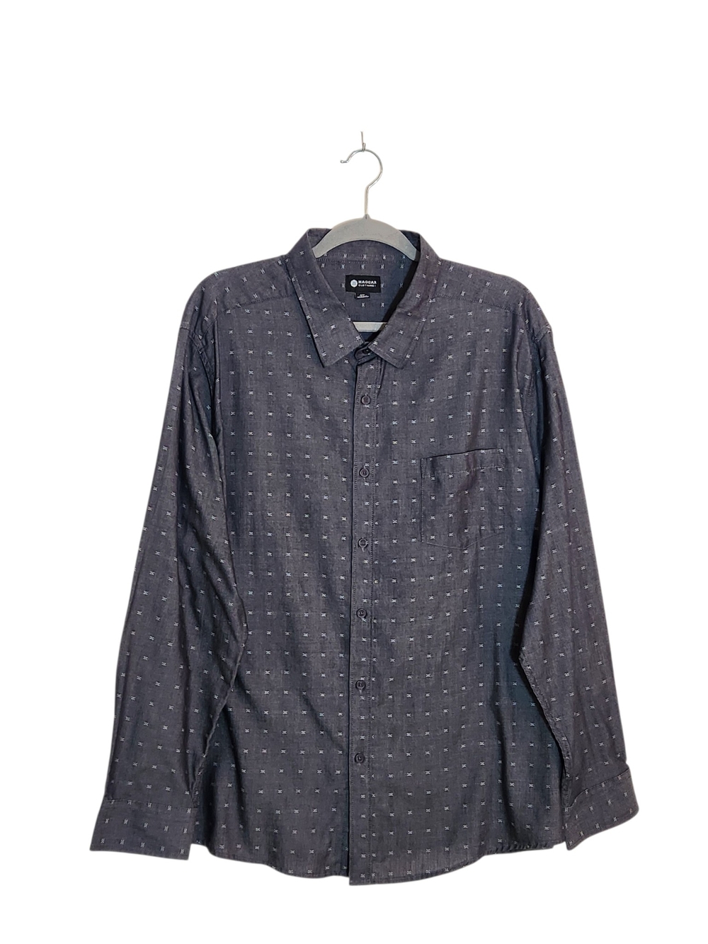 Haggar Dot Print Charcoal Gray Button Down Shirt Size XXL